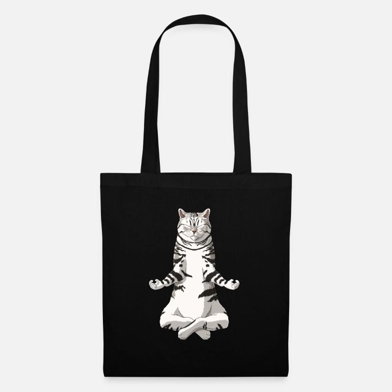 Lustige Yoga Tabby Britisch Kurzhaar Katze - Stoffbeutel - Schwarz