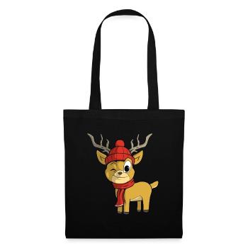 Weihnachten Rentier - Stoffbeutel - Schwarz - Vorne