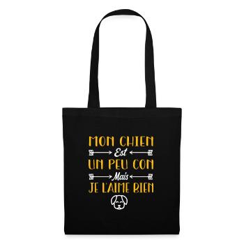 Mon Chien est un peu con mais je l'aime bien - Sac en tissu - noir - Devant