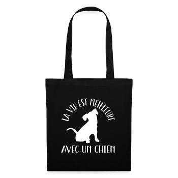 La vie est meilleure avec un chien! - Sac en tissu - noir - Devant