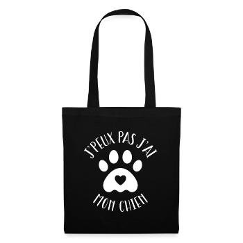 Je peux pas j'ai mon chien - Sac en tissu - noir - Devant