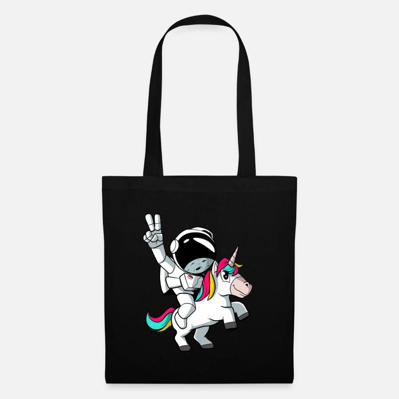Astronaut reitet auf einem Einhorn - Stoffbeutel - Schwarz