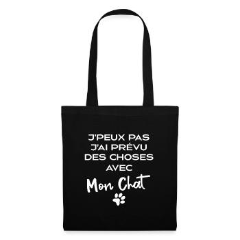 J'Peux Pas J'ai Prevu Des Choses Avec Mon Chat - Sac en tissu - noir - Devant