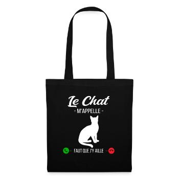 Le Chat M'appelle Faut Que J'y Aille - Sac en tissu - noir - Devant