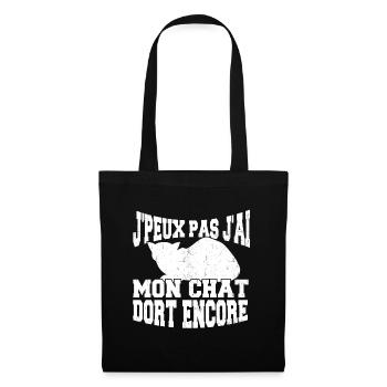 J'Peux Pas J'ai Mon Chat Dort Encore - Sac en tissu - noir - Devant