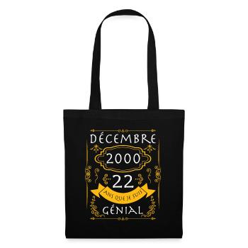 décembre, 22 Ans Que Je Suis Génial Anniversaire - Sac en tissu - noir - Devant