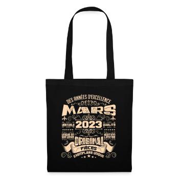 Anniversaire Vintage Né(e) en Mars 2023 - Sac en tissu - noir - Devant