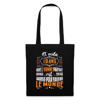 18 ans, Homme parfait, cadeau anniversaire 18ans9 - Sac en tissu - noir - Devant