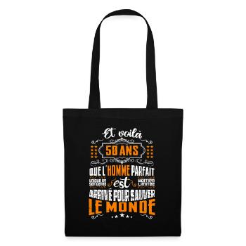 50 ans, Homme parfait, cadeau anniversaire 50ans - Sac en tissu - noir - Devant