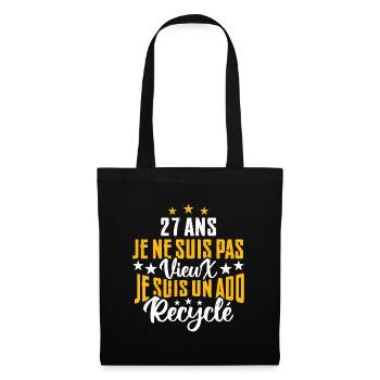 27 ans | Cadeau d'anniversaire | fête des pères - Sac en tissu - noir - Devant
