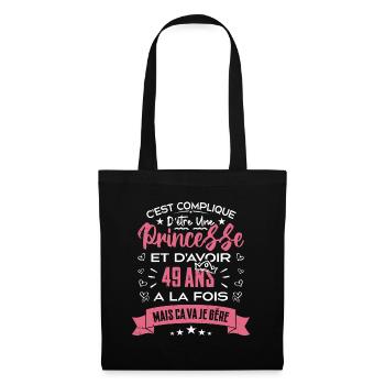 Une princesse a 49 ans, Cadeau d’anniversaire - Sac en tissu - noir - Devant
