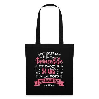 Une princesse a 54 ans, Cadeau d’anniversaire - Sac en tissu - noir - Devant