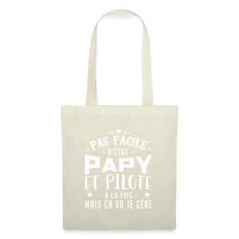 Papy Pilote | Fête des pères - Sac en tissu - nature - Devant