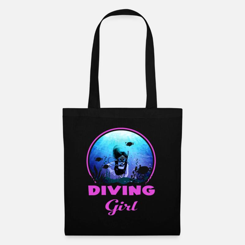 Diving Girl Tauchen Geschenk - Stoffbeutel - Schwarz