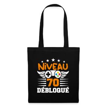 Niveau 70 débloqué - idée cadeau anniversaire - Sac en tissu - noir - Devant