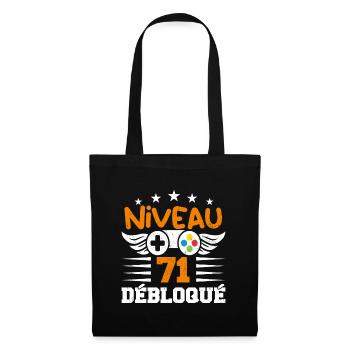 Niveau 71 débloqué - idée cadeau anniversaire - Sac en tissu - noir - Devant