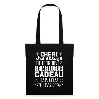 Chéri J'ai Essayé De Te Trouver Le Meilleur Cadeau - Sac en tissu - noir - Devant