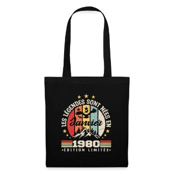 les légendes sont nées en 1980 janvier | cadeau - Sac en tissu - noir - Devant