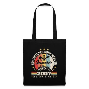 les légendes sont nées en 2007 janvier | cadeau - Sac en tissu - noir - Devant