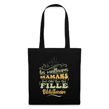 Meilleure Maman Avec Fille Bibliothécaire - Sac en tissu - noir - Devant