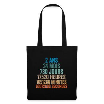 2 Ans Anniversaire - cadeau d'anniversaire - Sac en tissu - noir - Devant