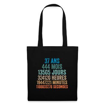 37 Ans Anniversaire - cadeau d'anniversaire - Sac en tissu - noir - Devant