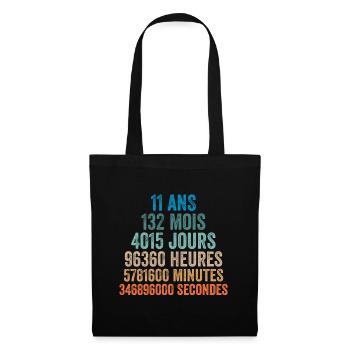 11 Ans Anniversaire - cadeau d'anniversaire - Sac en tissu - noir - Devant
