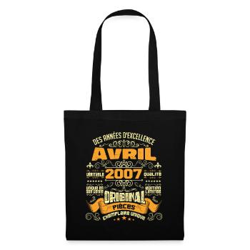 Anniversaire Vintage Né(e) en avril 2007 - Sac en tissu - noir - Devant
