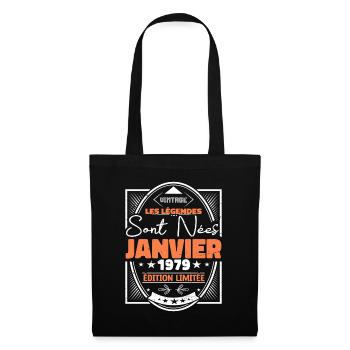 Janvier 1979 | Vintage Anniversaire 1979 Rétro - Sac en tissu - noir - Devant
