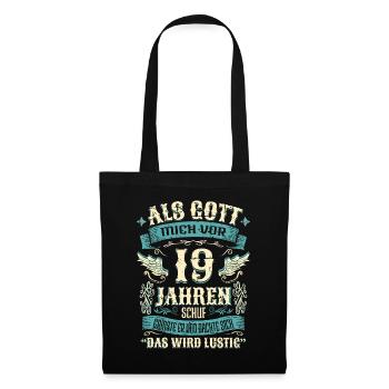 19 Geburtstag Geschenk Jahre Lustig Spruch - Stoffbeutel - Schwarz - Vorne