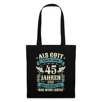 45 Geburtstag Geschenk Jahre Lustig Spruch - Stoffbeutel - Schwarz - Vorne