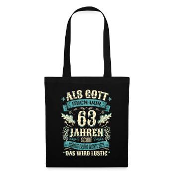 63 Geburtstag Geschenk Jahre Lustig Spruch - Stoffbeutel - Schwarz - Vorne