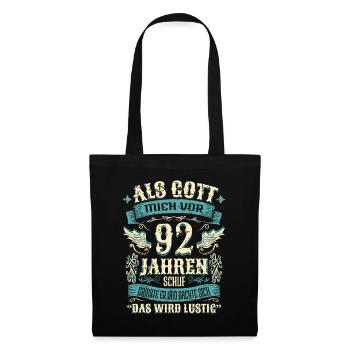 92 Geburtstag Geschenk Jahre Lustig Spruch - Stoffbeutel - Schwarz - Vorne