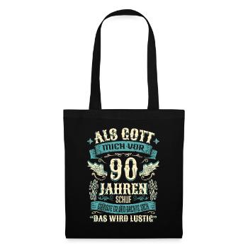 90 Geburtstag Geschenk Jahre Lustig Spruch - Stoffbeutel - Schwarz - Vorne