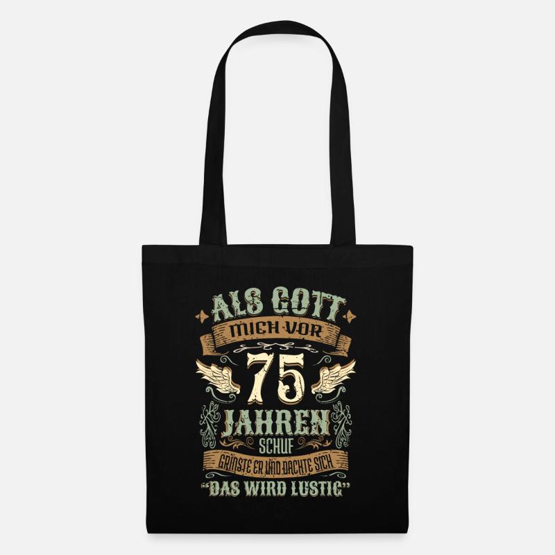 75 Geburtstag Geschenk Jahre Geburtstagsgeschenk - Stoffbeutel - Schwarz