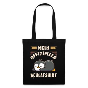 Mein Offizielles Schlafshirt, Pinguin - Stoffbeutel - Schwarz - Vorne