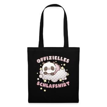 Offizielles Schlafshirt, schlafender Panda - Stoffbeutel - Schwarz - Vorne
