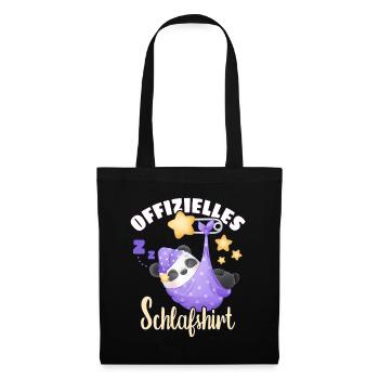 Offizielles Schlafshirt, schlafender Panda - Stoffbeutel - Schwarz - Vorne