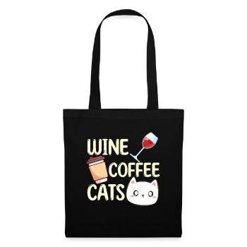 Wine Coffee Cats Drinking Lovers Drinkers - Tote Bag - black - Front