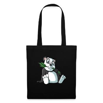 Cute panda bear with bamboo - Tote Bag - black - Front