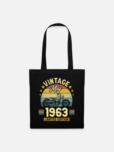 Oldtimer-Biker Jahrgang Mai 1963 60-jähriges Jubiläum - Stoffbeutel - Schwarz