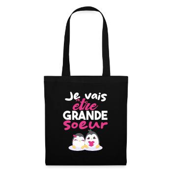 Future Grande Sœur | Annonce Grande Soeur Cadeau - Sac en tissu - noir - Devant