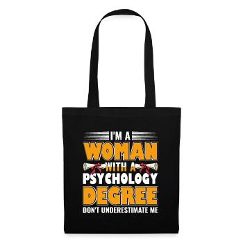 Femme diplômée en psychologie Psychologue scolaire - Sac en tissu - noir - Devant