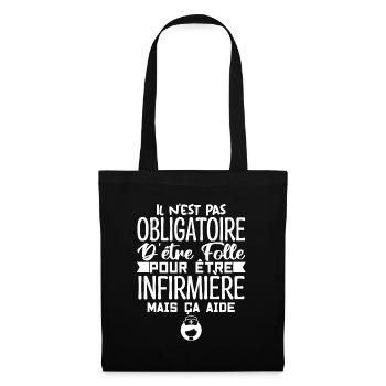 Folle et Infirmière Humour | Infirmière Cadeau - Sac en tissu - noir - Devant
