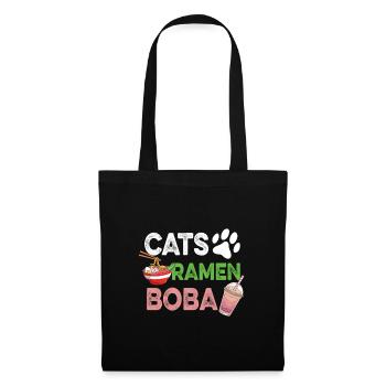 Katzen Ramen Boba Tee Chai Trinker Tee-liebhaber - Stoffbeutel - Schwarz - Vorne