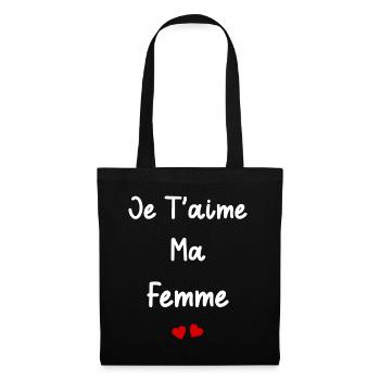 Je t'aime ma femme - Sac en tissu - noir - Devant