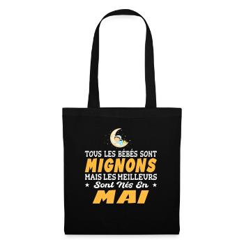 Naissance Cadeau Baby Bébé né en Mai Fille Garçon - Sac en tissu - noir - Devant