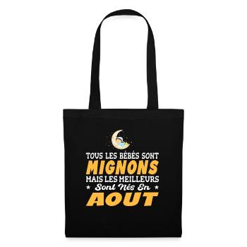 Naissance Cadeau Baby Bébé né en Aout Fille Garçon - Sac en tissu - noir - Devant