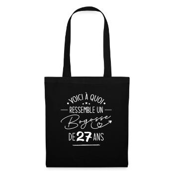 Bogosse 27 ans Cadeau Humour Anniversaire 27 ans - Sac en tissu - noir - Devant