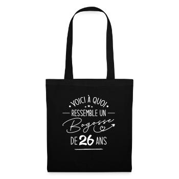 Bogosse 26 ans Cadeau Humour Anniversaire 26 ans - Sac en tissu - noir - Devant